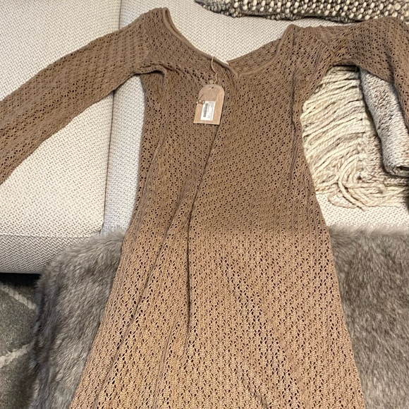 NWT Crochet Maxi Dress - Taupe Brown - Picture 11 of 16